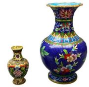CLOISONNE VASES (2) - 32 x 18cms, and 15.5 x 8.5cms