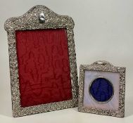 SILVER EASEL BACK PHOTOGRAPH FRAMES (2) - both having embossed decoration, Birmingham hallmarks to