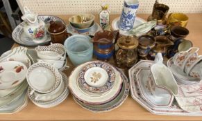 VICTORIAN COPPER LUSTRE, Coalport type hand painted jug, 1987 Beaumaris Festival pottery charger and