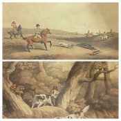 ANTIQUE HUNTING PRINTS (3) - 40 x 50cms, and a parcel of other framed silks, prints, mirror, ETC