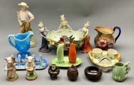 DECORATIVE ORNAMENTAL CHINA, GLASSWARE, ETC - to include a Royal Copenhagen seated monkey,