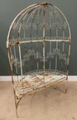 VINTAGE WROUGHT IRON GARDEN ARBOUR, 185cms H, 124cms W, 58cms D