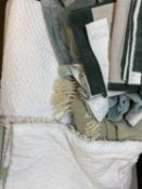 SOFT FURNISHINGS - a quantity to include 4 x 226cms drop curtains, two others in a different colour,