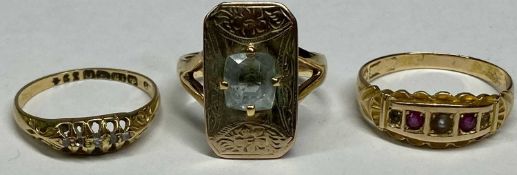 9CT, 15CT, 18CT GOLD RINGS (3) - the 9ct gold ring fashioned in 1979 from one half of a Burma gold