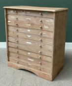 LARGE ANTIQUE PINE TEN DRAWER SPECIMEN CHEST (some miscellaneous contents within), 113cms H,