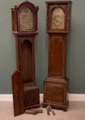 LONGCASE CLOCKS (2) - both mahogany cased with arched brass dials, one 