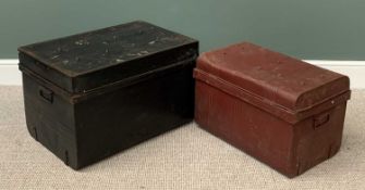 OLD TIN TRUNKS (2), the largest 45cms H, 71cms W, 50cms D
