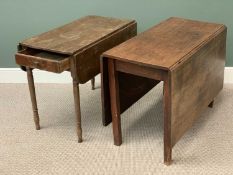 PINE PEMBROKE TABLE on turned supports, with end drawer, 72cms H, 91cms W, 48cms D and an antique