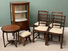FURNITURE ASSORTMENT (4) - to include an Edwardian mahogany display cabinet on splayed supports,