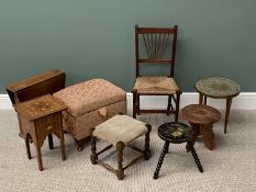 FURNITURE ASSORTMENT (8) to include a pretty inlaid square top side table, 47cms H, 29 x 29cms