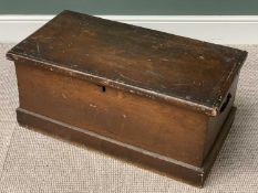 VINTAGE PINE BOX with iron handles, 38cms H, 85cms W, 44cms D