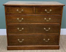 19TH CENTURY OAK CHEST, fitted 2 short & 3 graduated long drawers, plinth base, 107w x 47d x 92cm h