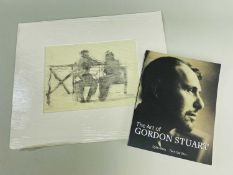 GORDON STUART pen and ink - two figures seated on a bench, signed, 20 x 27cmsProvenance: private