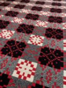 WELSH WOOLEN TAPESTRY BLANKET, white, red and black, 200 x 216cm Comments: a few minor stains.