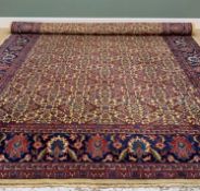 HAMADAN RUG, allover garden field, palmette border, guards, 295 x 364cmComments: end with two cuts