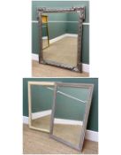 THREE DECORATIVE FURNISHING MIRRORS, including one large silvered mirror with outset corners, 128