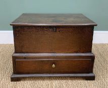 WELSH OAK COFFER BACH, moulded removable top, plain sides on base fitted with long drwaer, low