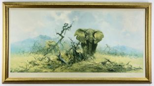 AFTER DAVID SHEPHERD limited edition (323 / 850) colour lithograph - 'Elephant and the ant hill