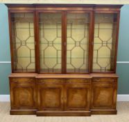 GEORGIAN-STYLE REPRODUX (BEVAN FUNNELL) BREAK-FRONT BOOKCASE, 121h x 222w x 46cms