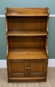 ERCOL 'OLD COLONIAL' ELM 476 WATERFALL BOOKCASE, 61w x 35d x 11cm h