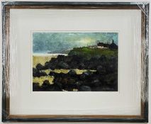 ‡ WILF ROBERTS limited edition (14/20) print - Ynys Mon / Anglesey coastal cliffs and farm, entitled