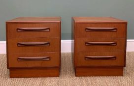 PAIR G-PLAN 'FRESCO' TEAK BEDSIDE CHESTS, each fitted three drawers, 48w x 45.5d x 52cm h (2)