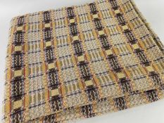 WELSH WOOLEN BLANKET, muted shades of cream, aubergine, gold, duck egg blue, pink, 228 x