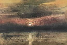 ‡ WILLIAM SELWYN artist proof colour print - sunset over Menai Straits, signed fully in