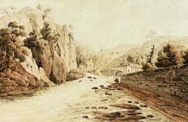 THOMAS HORNOR watercolour - titled 'Aberdulais Mill', circa 1819Dimensions: 12.5 x 19cmsProvenance: