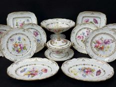 THIRTEEN-PIECE SWANSEA PORCELAIN DESSERT SERVICE circa 1815-1817, comprising twin-handled stem