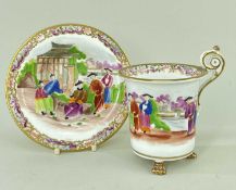 RARE SWANSEA PORCELAIN CABINET CUP & STAND circa 1814-1826, cylindrical with everted rim, elevated