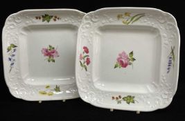 PAIR OF SWANSEA PORCELAIN SQUARE DISHES circa 1814-1826, having typically moulded borders and
