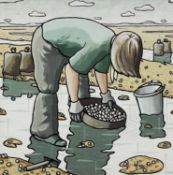 ALAN WILLIAMS acrylic on panel - entitled verso 'Cockle Picker', signedDimensions: 44 x 44cms