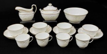 SWANSEA PORCELAIN TEASET circa 1813-1824, comprising lidded sucrier, sugar basin and jug, moulded