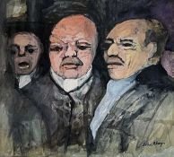 ‡ JOHN ELWYN watercolour - entitled 'The Workers', signedDimensions: 17 x 19cmsProvenance:private