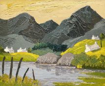 ‡ WYNNE JENKINS oil on canvas - entitled verso 'Marchlud Mwyn' (gentle sunset), signed