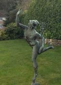 LARGE BRONZE GARDEN STATUE OF MERCURY, after Giambologna (Italian, 1529-1608), modelled riding the