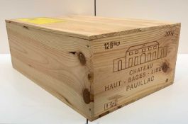 CHÂTEAU HAUT-BAGES-LIBERAL 2004 PAUILLAC OWC 12 x 75clTwelve bottles of 2004 Château Haut-Bages-