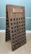 ORNAMENTAL 'POL ROGER' CHAMPAGNE BOTTLE PUPITRE, A-frame with twelve stained upright slats pierced