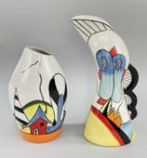 LORNA BAILEY VASE & JUG, the vase marked 'Porthill' the jug 'Lakeside' and 'prototype' ng