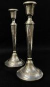 PAIR MODERN SILVER CANDLESTICKS, L.M. Millington, Birmingham 1993, plain tapering circular form,