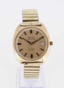 GENT'S 9CT GOLD BULOVA 'AMBASSADOR' AUTOMATIC WRISTWATCH, engraved verso 'To J. B. From Chandos