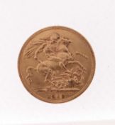 GEORGE V GOLD SOVEREIGN, 1913, 8.0gms Provenance: deceased estate Swansea, consigned via our