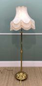 EARLY 20TH CENTURY TELESCOPIC BRASS STANDARD LAMP, converted from an oil lamp, shell moulded