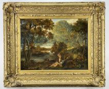 18TH CENTURY FRENCH SCHOOL, oil on canvas - The Bathers, nude female bathers in an Arcadian