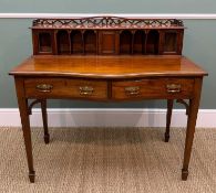 19TH CENTURY MAHOGANY SERPENTINE FRONTED WRITING DESK, later superstructure of cupboards and