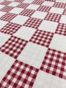 WELSH WOOLLEN 'TAPESTRY' BLANKET, red and white, with fringe, 229 x 183cm