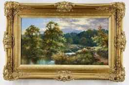 EDGAR LONGSTAFFE (1852-1933) oil on canvas - On the Llugwy, signed with monogram and dated 1888,