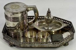 SMALL SILVER & EPNS WARE, seven items to include a Victorian silver pepper pot, London 1896, 10cms