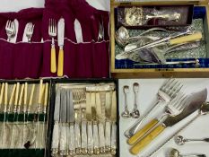 CASED & LOOSE CUTLERY GROUP to include continental mother of pearl handled knives, bone handled